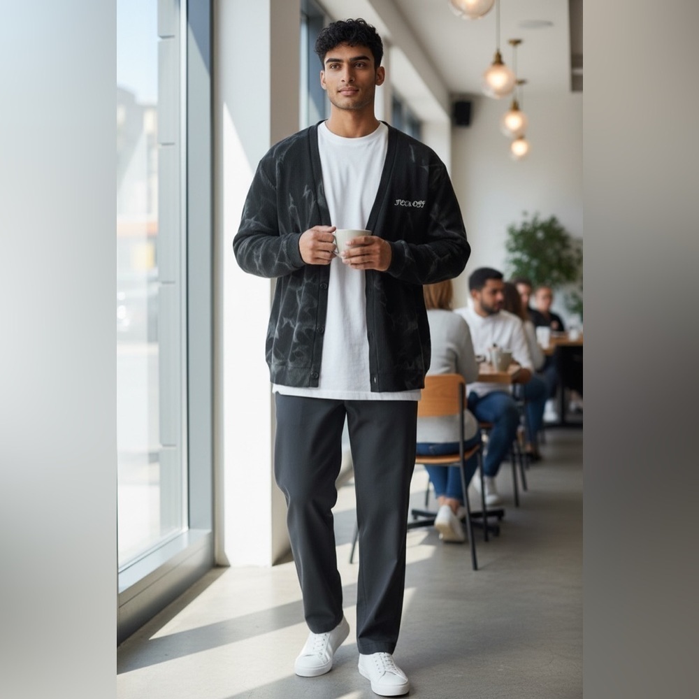 Men's CLOAK Black Button Down Cardigan